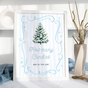 Winter Blaues Schleife Baby Shower Rate wie viele Poster