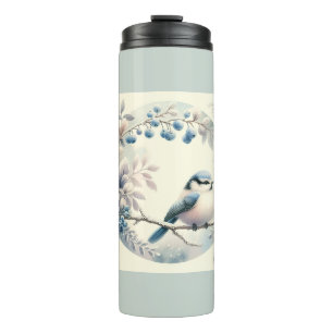 Winter Blaumeisen-Beerenkranz Thermosbecher