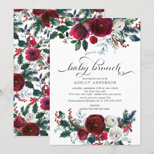 Winter Bloom Floral Baby Dusche Brunch Einladung
