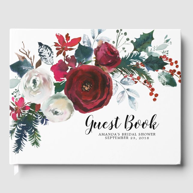 Winter Bloom Floral Brautparty Gästebuch (Vorderseite)