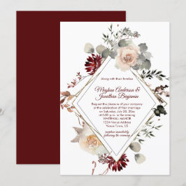 Winter Blooms Diamantform - Burgundy Wedding Einladung