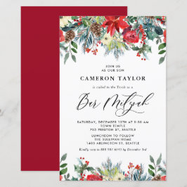 Winter Blooms Floral Bar Mitzvah Einladung