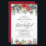 Winter Blooms Floral Bat Mitzvah Einladung<br><div class="desc">Laden Sie Familie und Freunde mit dieser individuellen Bat Mitzvah Einladung ein. Es verfügt über Aquarellgärten von rote Rosen, Winterbeeren und Poinsettia-Blume mit Pineconen und Akzenten im Grünen. Personalisieren Sie diese durch Hinzufügen von Namen, Datum, Uhrzeit, Veranstaltungsort und anderen Veranstaltungsdetails. Diese blumenreiche Wintereinladung ist perfekt für den Winter Bat Mitzvahs....</div>