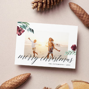 Winter Blooms Merry Christmas Holiday Photo Card Feiertagskarte