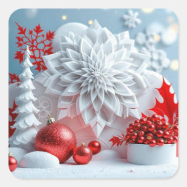 Winter Blossom Composition Quadratischer Aufkleber