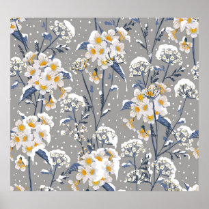Winter Blossom: zartes Blumenmuster Poster