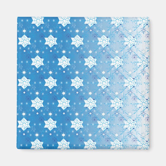 Winter blue and white Snowflakes pattern Magnet (Vorne)