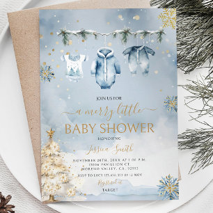 Winter Blue Baby Kleidung Es ist eine Baby-Dusche Einladung