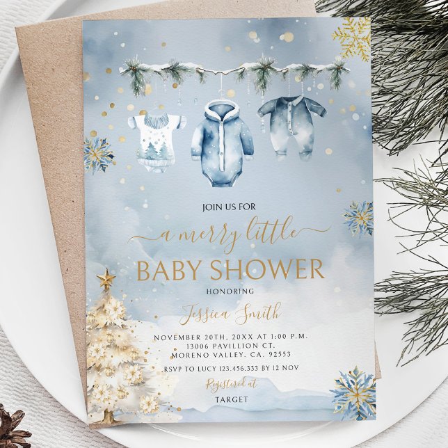 Winter Blue Baby Kleidung Es ist eine Baby-Dusche Einladung (Von Creator hochgeladen)