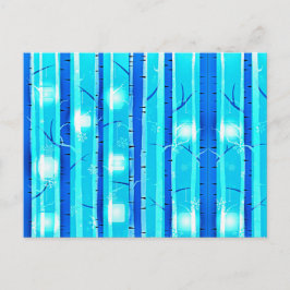 Winter Blue Birch Tree mit Schneeflocken Postkarte