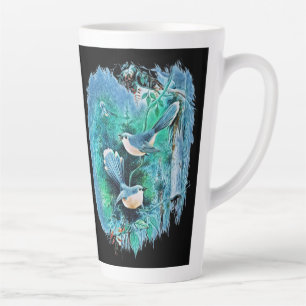 Winter Blue Birds Malerei Milchtasse