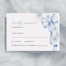 Winter Blue Bow Brautparty-Antwortkarte RSVP Karte
