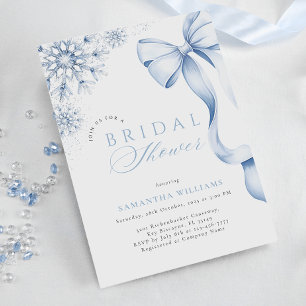 Winter Blue Bow Brautparty Einladung