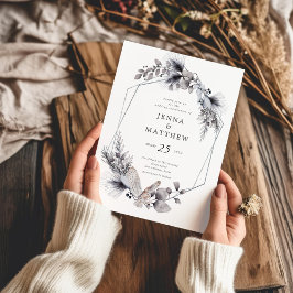 Winter Blue Eleganage Foliage Hochzeit Einladung