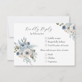 Winter Blue Floral RSVP Karte