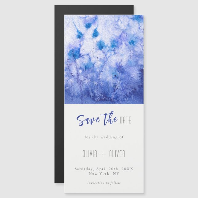 Winter Blue Garden Save the Date Magnetkarte (Vorne/Hinten)