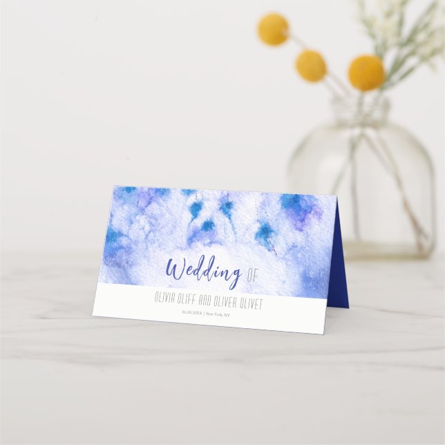 Winter Blue Garden Wedding Platzkarte (Vorderseite)