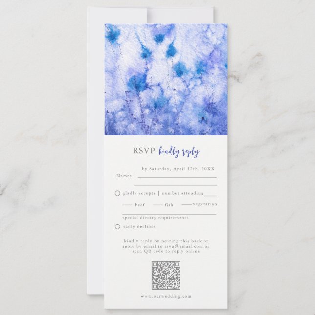 Winter Blue Garden Wedding UAWG QR Code Einladung (Vorderseite)