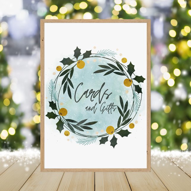  Winter Blue Gold Baby Shower Cards And Gifts Sign Fotodruck (Von Creator hochgeladen)