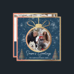 Winter Blue Gold Weihnachtsschmuck 2 Foto Feiertagskarte<br><div class="desc">Winter Blue Gold Weihnachtsschmuck 2 Foto Urlaubskarte</div>