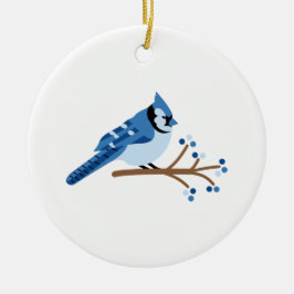 Winter Blue Jay Keramik Ornament