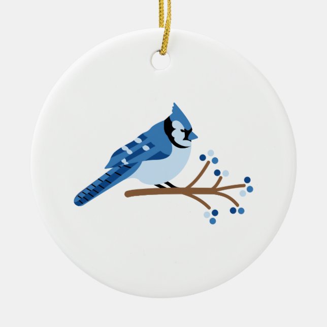 Winter Blue Jay Keramik Ornament (Vorne)