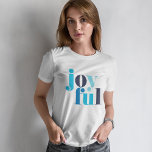 Winter Blue "Joyful" Weihnachten T-Shirt<br><div class="desc">Weihnachts-Design.</div>
