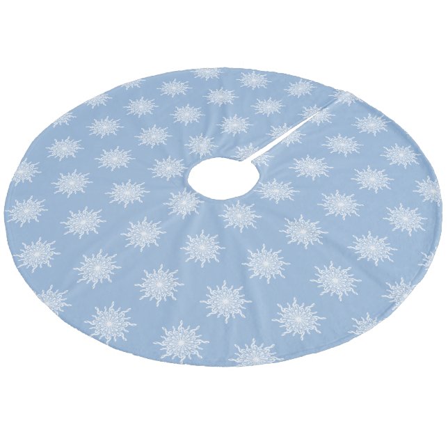 Winter Blue Musiknote Snowflake Muster Fleece Weihnachtsbaumdecke (Schrägansicht)