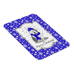 Winter Blue Old English Sheepdog Dog (Grau 1) Nied Magnet