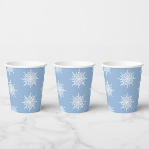 Winter Blue Ornamental G-Clef Snowflake Muster Pappbecher