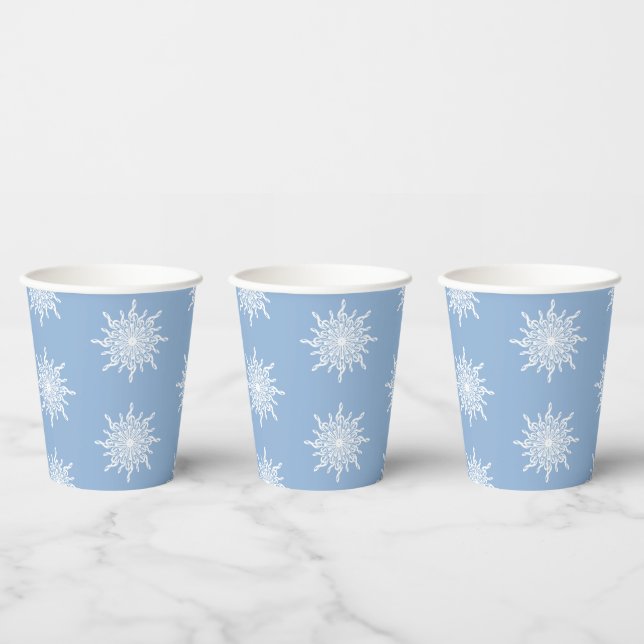 Winter Blue Ornamental G-Clef Snowflake Muster Pappbecher (Multi)
