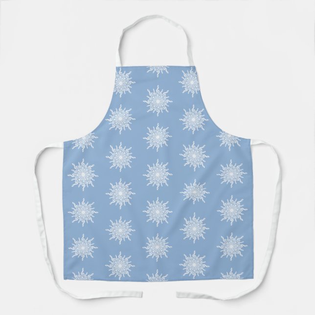 Winter Blue Ornamental G-Clef Snowflake Muster Schürze (Vorderseite)