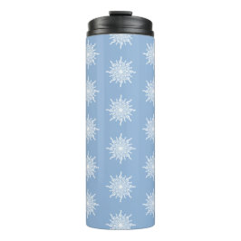 Winter Blue Ornamental G-Clef Snowflake Muster Thermosbecher