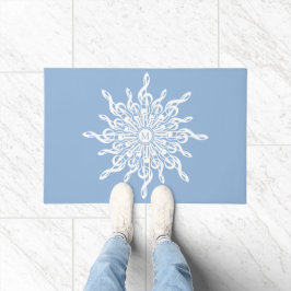 Winter Blue Ornamental Monogram G-Clef Snowflake Fußmatte