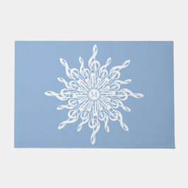 Winter Blue Ornamental Monogram G-Clef Snowflake Fußmatte