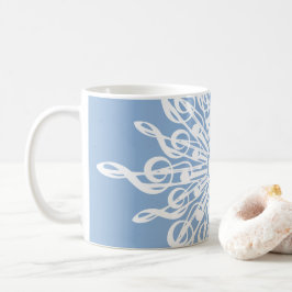 Winter Blue Ornamental Monogram G-Clef Snowflake Kaffeetasse