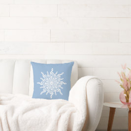 Winter Blue Ornamental Monogram G-Clef Snowflake Kissen