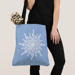 Winter Blue Ornamental Monogram G-Clef Snowflake Tasche