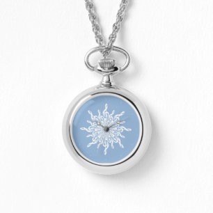 Winter Blue Ornamental Treble Clef Snowflake Armbanduhr