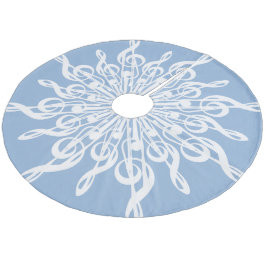 Winter Blue Ornamental Treble Clef Snowflake Fleece Weihnachtsbaumdecke