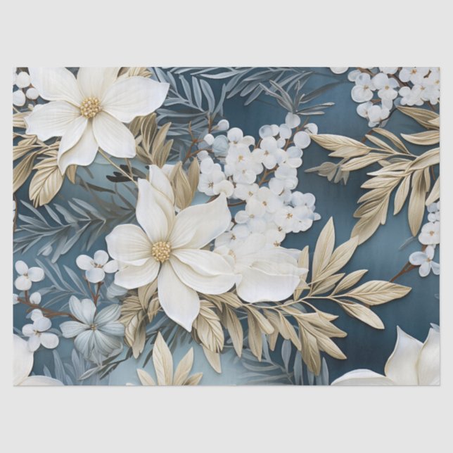 Winter Blue Pastel Vintag Inspiriert Seidenpapier (Vorderseite)