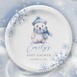 Winter Blue Polar Bear Paper Plates Pappteller<br><div class="desc">Serve your treats in style with these winter-themed paper plates featuring a watercolor polar bear,  icy blue bow,  and soft snowflakes. The perfect touch for your Baby It’s Cold Outside celebration.</div>