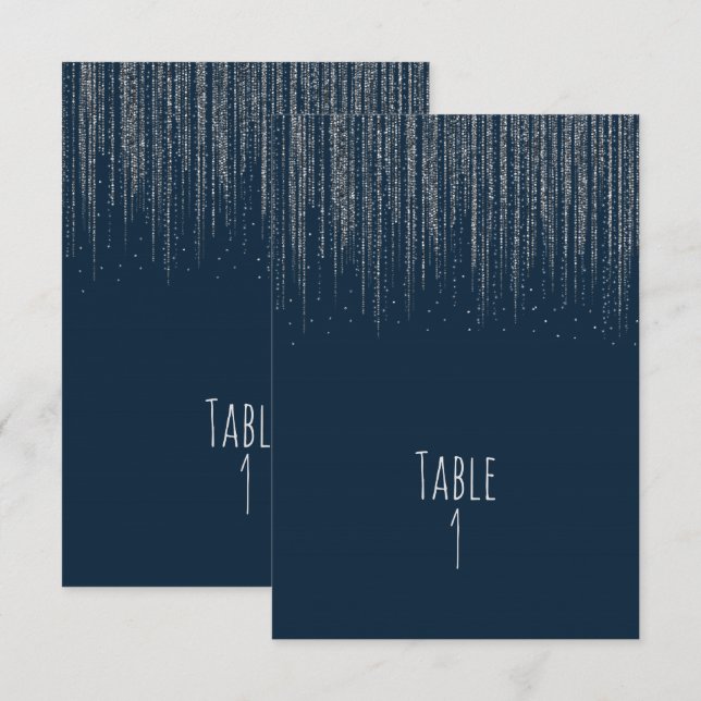 Winter Blue & Silver Sparkling Ice Lights Table Einladung (Vorne/Hinten)