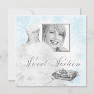 Winter Blue Snowflake Foto 16 . Geburtstag Party Einladung