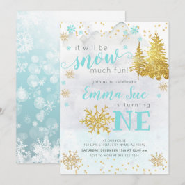 Winter Blue Snowflake Schnee Viel Spaß Geburtstag Einladung