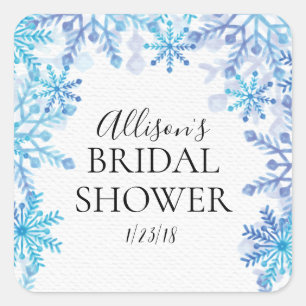 Winter Blue Snowflakes Brautparty Umschlag Aufkleb Quadratischer Aufkleber