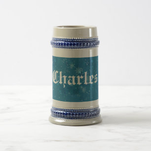 Winter Blue Snowflakes Personalisiert Bierglas