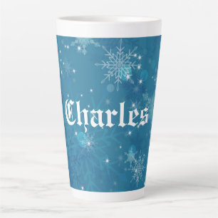 Winter Blue Snowflakes Personalisiert Milchtasse