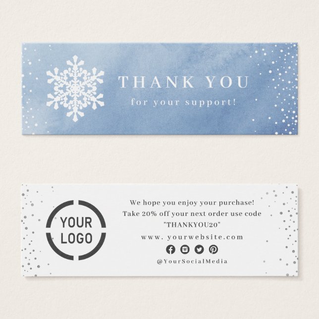 Winter Blue Snowflakes Weihnachten Danke Beilage (Vorne & Hinten)
