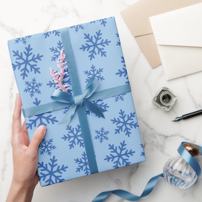 Winter Blue Snowflakes Weihnachten Nahtlos Geschenkpapier (Schenken)